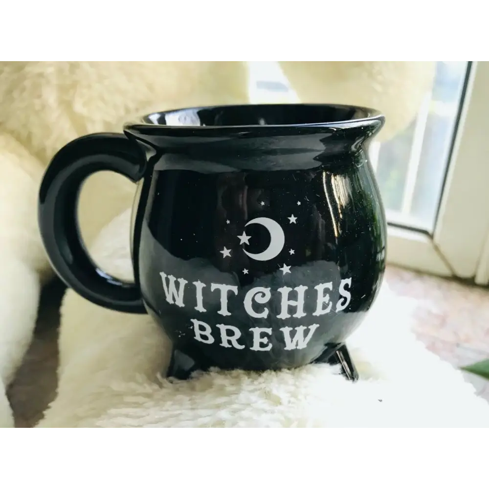 Witches Brew Black Cauldron Coffee Mug Cup With Moon & Stars - Home & Garden > Kitchenware
