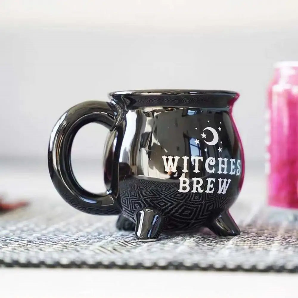 Witches Brew Black Cauldron Coffee Mug Cup With Moon & Stars - Home & Garden > Kitchenware