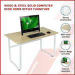 Wood & Steel Solid Computer Desk Home Office Furniture - Furniture > Office
