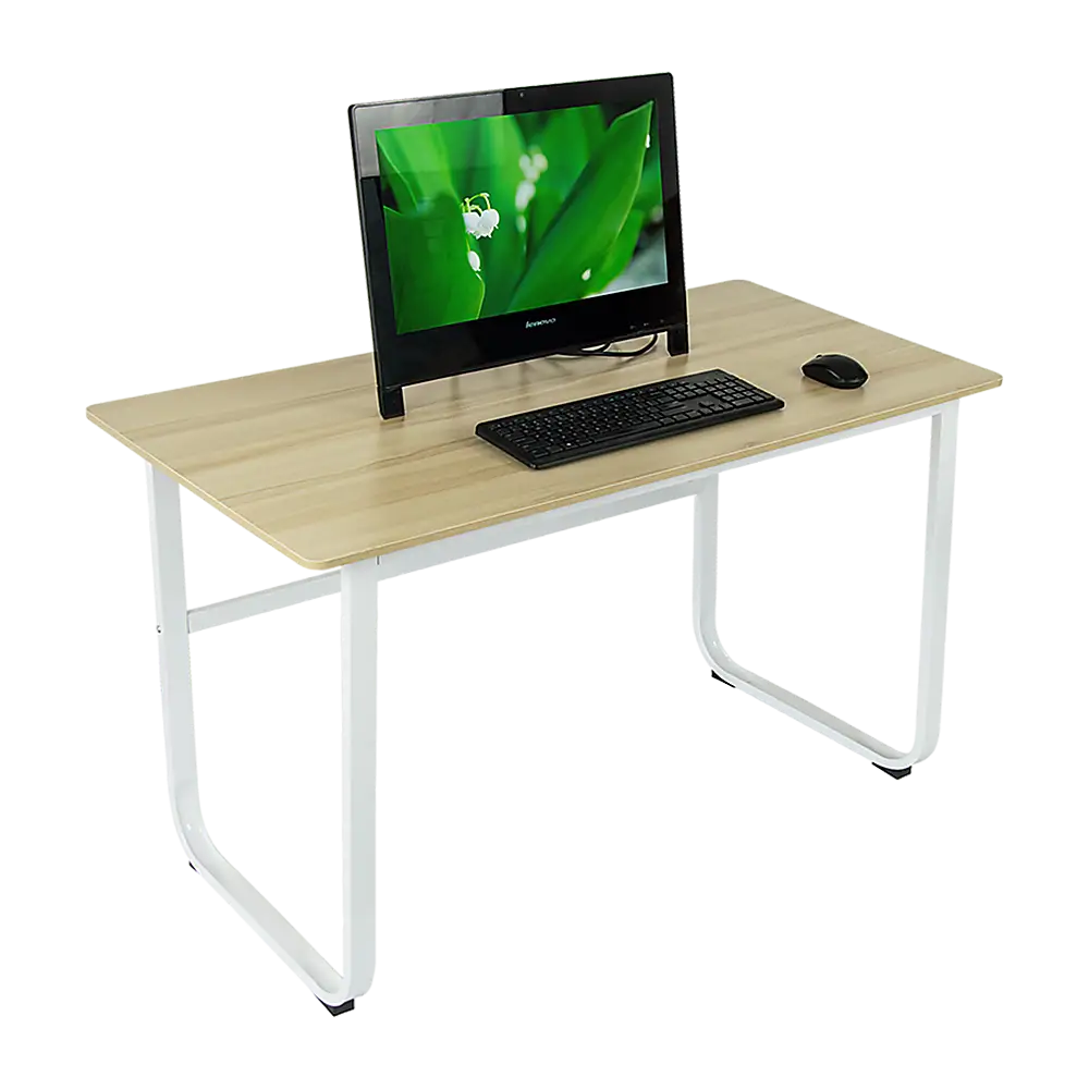 Wood & Steel Solid Computer Desk Home Office Furniture - Furniture > Office