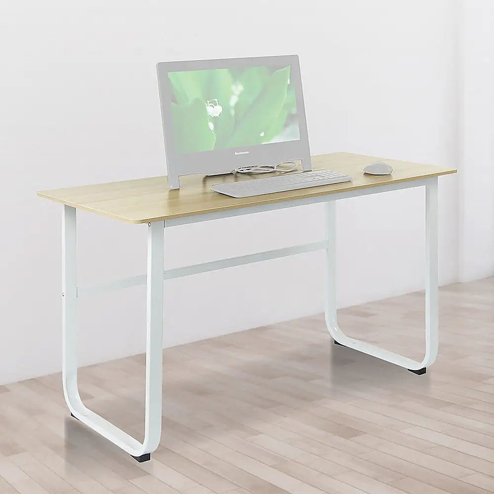 Wood & Steel Solid Computer Desk Home Office Furniture - Furniture > Office