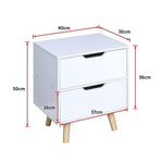 Wooden Bedside Table 2 Drawers Cabinet Storage Night Stand - Furniture > Office