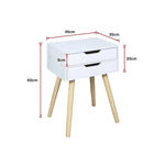 Wooden Bedside Table 2 Drawers Cabinet Storage Tall Night Stand - Furniture > Office