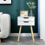 Wooden Bedside Table 2 Drawers Cabinet Storage Tall Night Stand - Furniture > Office