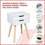Wooden Bedside Table 2 Drawers Cabinet Storage Tall Night Stand - Furniture > Office