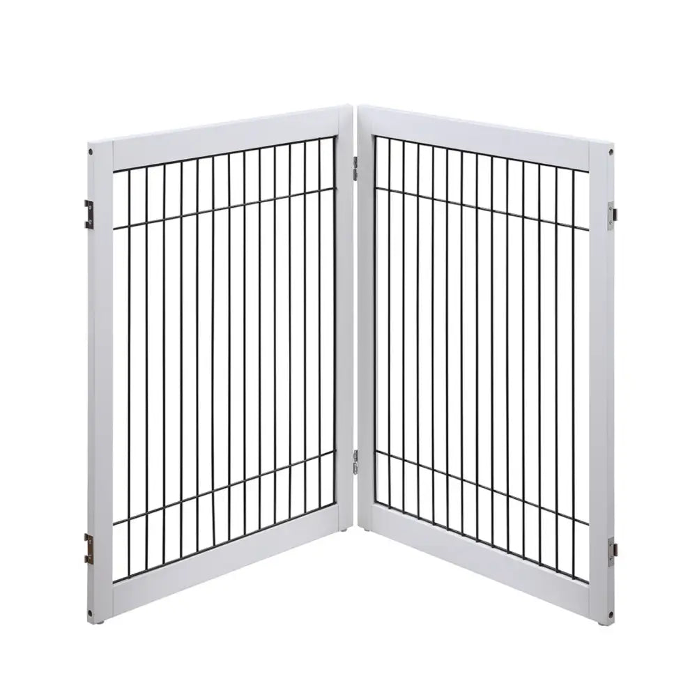 Wooden Dog Pen and Pet Gate Two-Panel Extension White - Pet Care > Dog Supplies > Dog Playpens & Gates