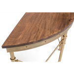 Wooden Hallway Console Table Half Round Shape in French Brass Finish - Furniture > Living Room