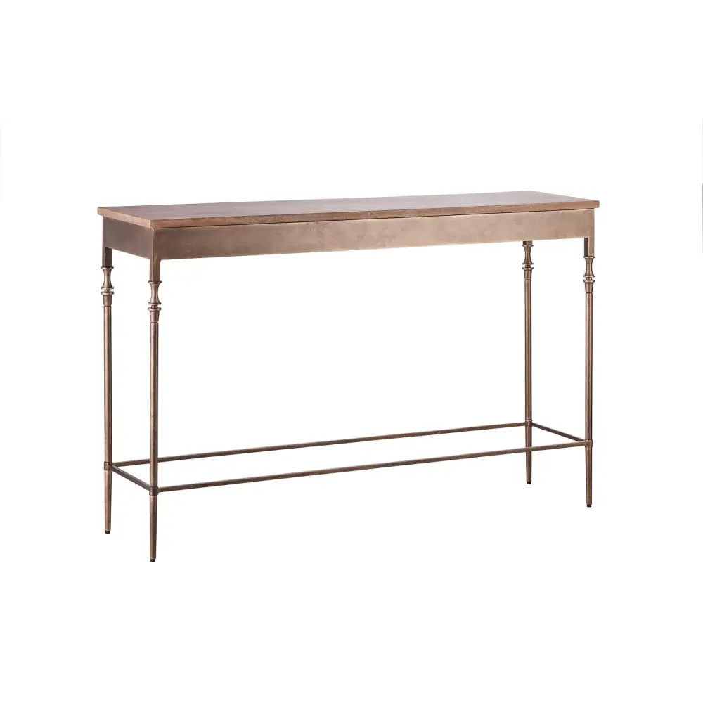 Wooden Iron Narrow Hallway Console Table with Finial Legs - Furniture > Living Room