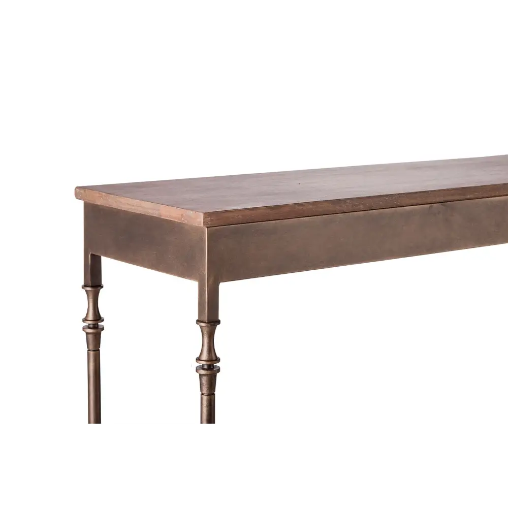 Wooden Iron Narrow Hallway Console Table with Finial Legs - Furniture > Living Room