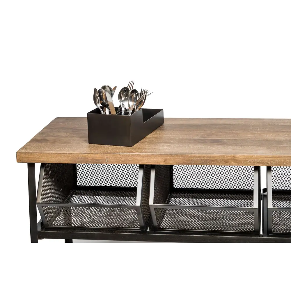 Wooden Kitchen Island Trolley Cart on Wheels with Drawers and 3 Level Storage - Furniture > Dining