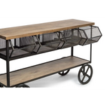Wooden Kitchen Island Trolley Cart on Wheels with Drawers and 3 Level Storage - Furniture > Dining