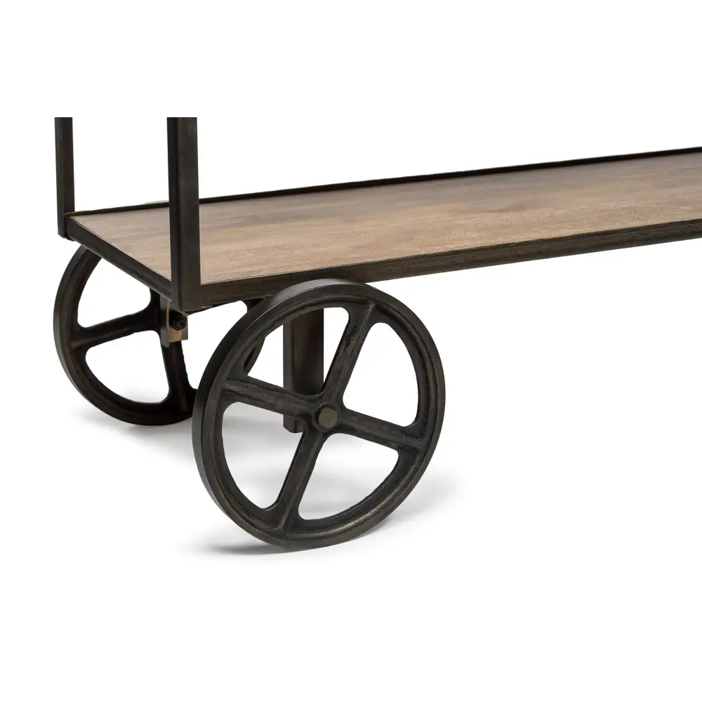 Wooden Kitchen Island Trolley Cart on Wheels with Drawers and 3 Level Storage - Furniture > Dining