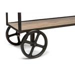 Wooden Kitchen Island Trolley Cart on Wheels with Drawers and 3 Level Storage - Furniture > Dining