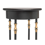 Wooden Round Gold Black Side Table with Finial Legs - Furniture > Living Room