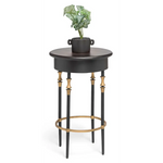Wooden Round Gold Black Side Table with Finial Legs - Furniture > Living Room