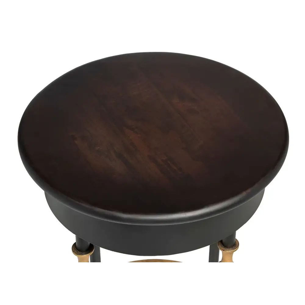 Wooden Round Gold Black Side Table with Finial Legs - Furniture > Living Room