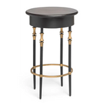 Wooden Round Gold Black Side Table with Finial Legs - Furniture > Living Room