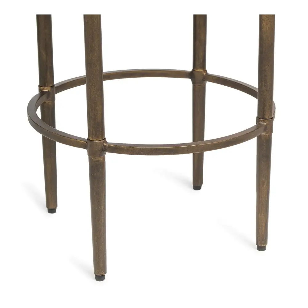 Wooden Round Side Table with Finial Legs in Dark French Brass Finish - Furniture > Living Room