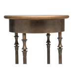 Wooden Round Side Table with Finial Legs in Dark French Brass Finish - Furniture > Living Room