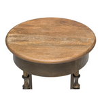 Wooden Round Side Table with Finial Legs in Dark French Brass Finish - Furniture > Living Room