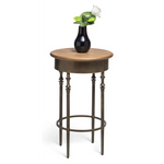 Wooden Round Side Table with Finial Legs in Dark French Brass Finish - Furniture > Living Room