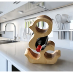 Wooden Wine Rack Carved Wood 4 bottle Wine Storage-Acacia Wood handcrafted - Home & Garden > Kitchenware