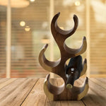 wooden Wine Rack Carved Wood 6 bottle Wine Storage-Acacia Wood handcrafted - Home & Garden > Kitchenware