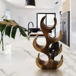wooden Wine Rack Carved Wood 6 bottle Wine Storage-Acacia Wood handcrafted - Home & Garden > Kitchenware