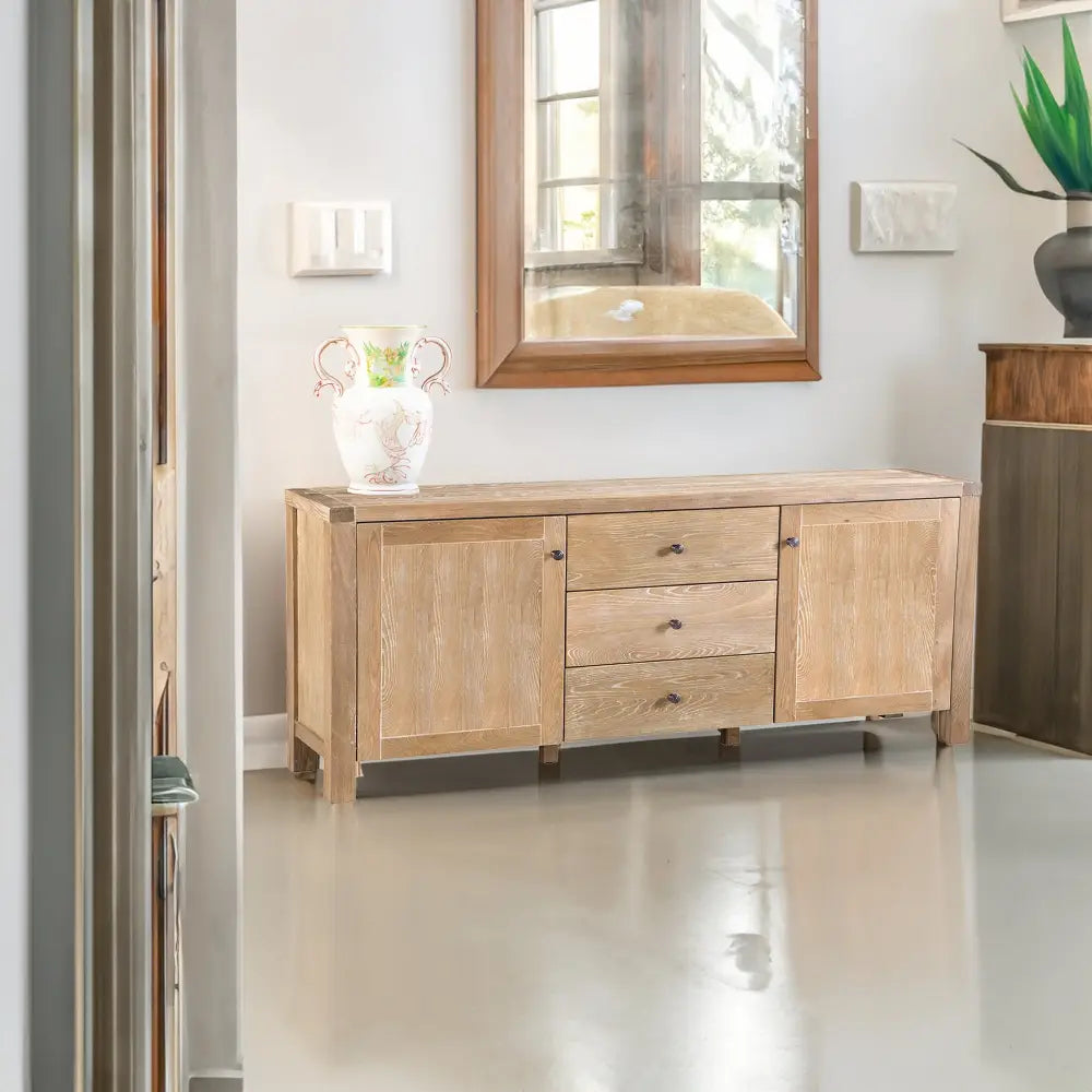 Woodland 180cm Buffet Table Timber Wood 3 Drawer 2 Door Natural - Furniture > Living Room