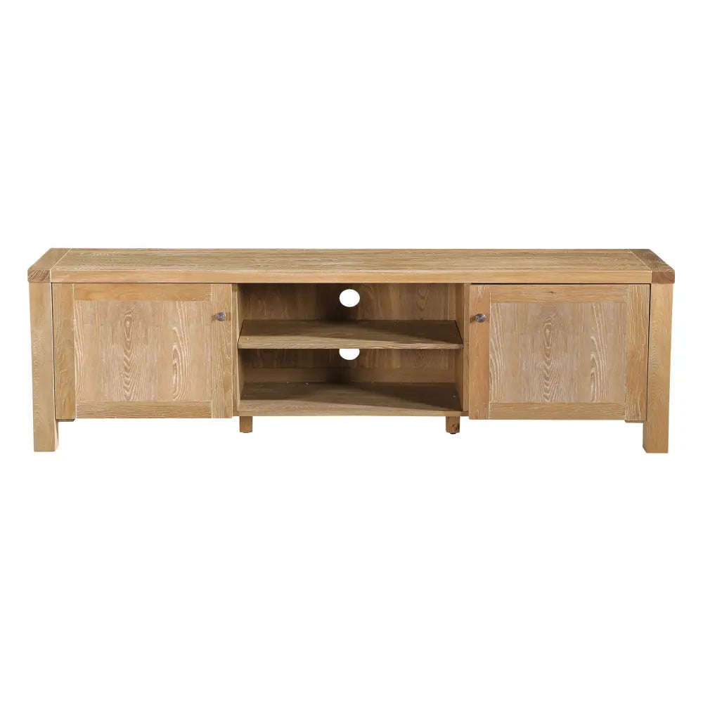 Woodland 180cm ETU Entertainment TV Unit Timber Wood 2 Door Natural - Furniture > Living Room
