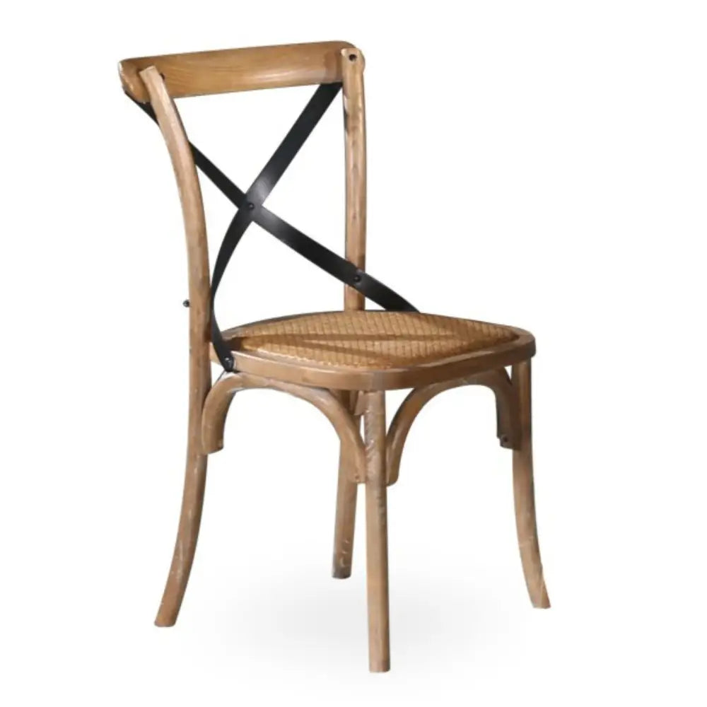 Woodland 2pc Set Dining Chair X-Back Birch Timber Wood Woven Seat Natural - Furniture > Dining