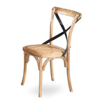 Woodland 2pc Set Dining Chair X-Back Birch Timber Wood Woven Seat Natural - Furniture > Dining