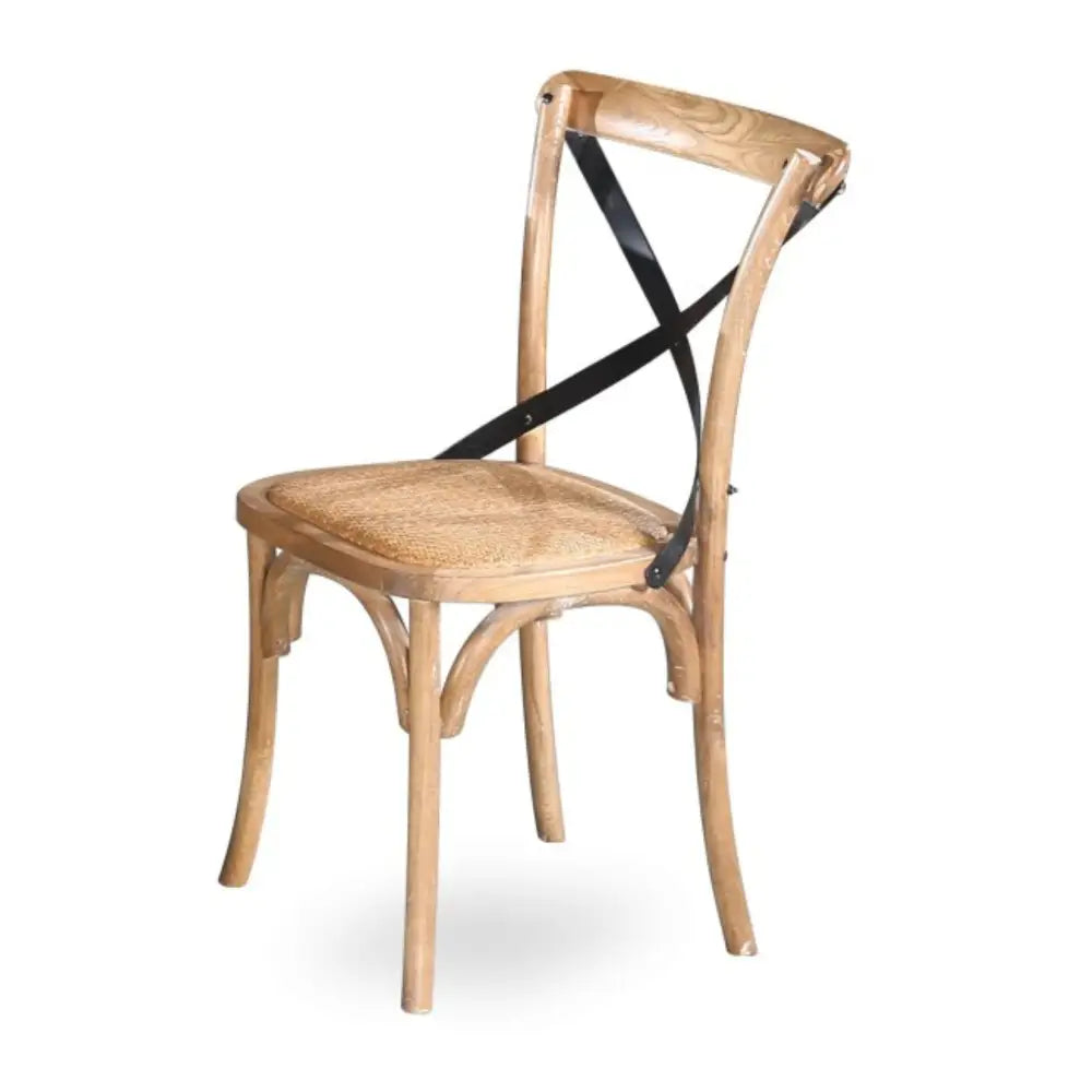 Woodland 2pc Set Dining Chair X-Back Birch Timber Wood Woven Seat Natural - Furniture > Dining