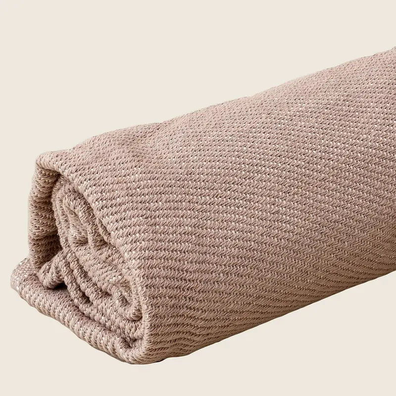 Woven Natural Pink Bed Throw with Tassel 150 x 200 cm - Home & Garden > Bedding