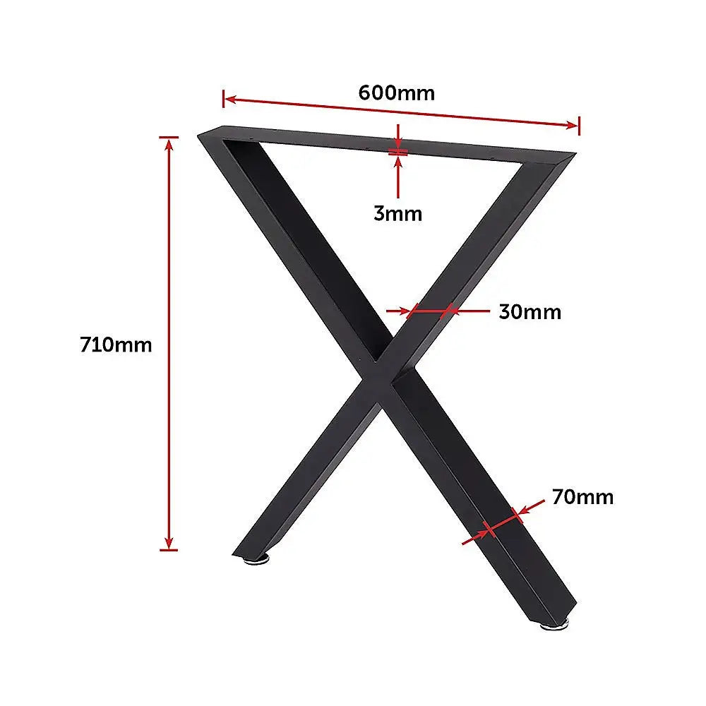 X-Shaped Table Bench Desk Legs Retro Industrial Design Fully Welded - Black - Furniture > Office