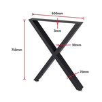 X-Shaped Table Bench Desk Legs Retro Industrial Design Fully Welded - Black - Furniture > Office