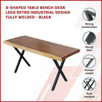 X-Shaped Table Bench Desk Legs Retro Industrial Design Fully Welded - Black - Furniture > Office
