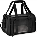 XL Black Portable Foldable Pet Carrier Bag - Large Capacity Travel Carrier for 2 Small Pets Comfortable and Stylish Cat