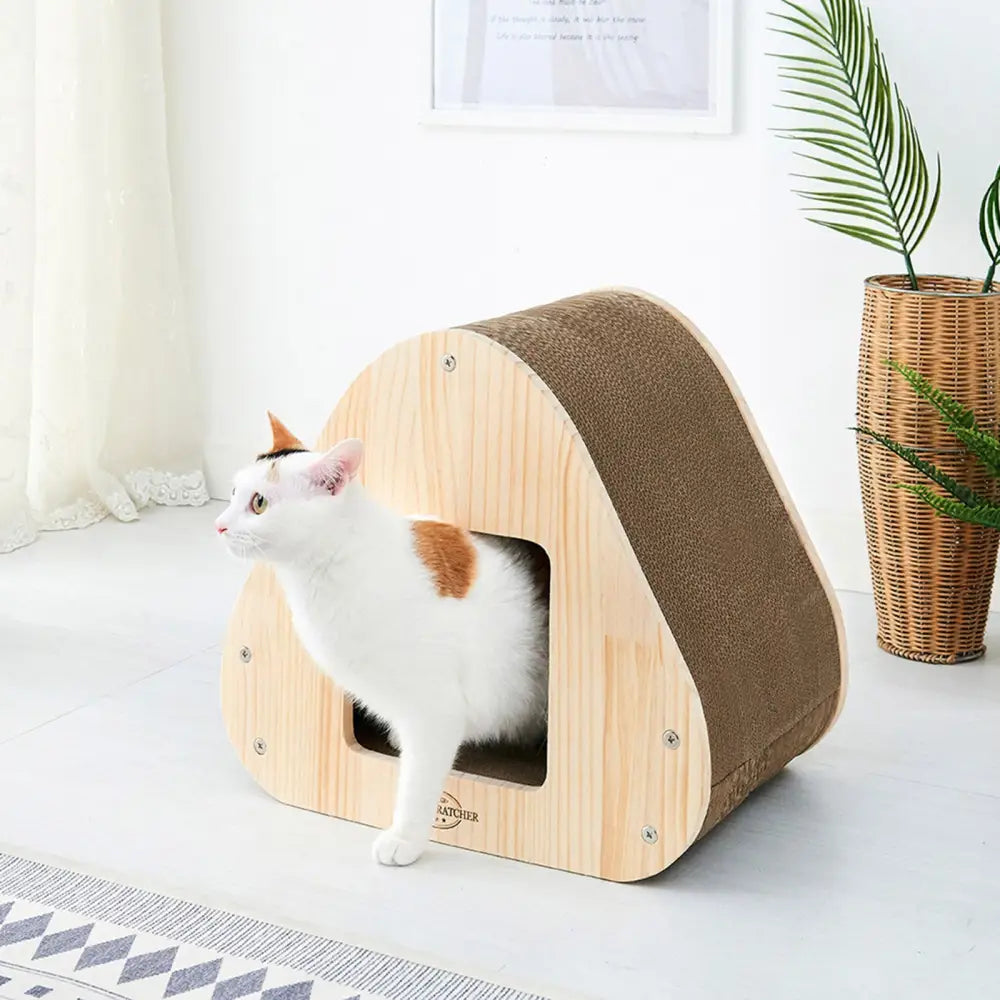 Yaomi Wood Triangle Cat Scratcher Sofa Pet Bed - Pet Care > Cat Supplies > Cat Scratchers