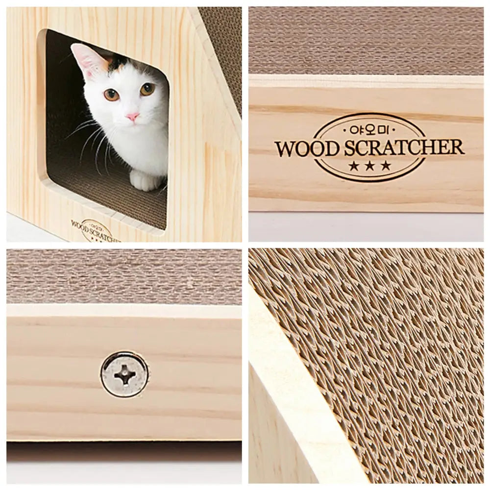 Yaomi Wood Triangle Cat Scratcher Sofa Pet Bed - Pet Care > Cat Supplies > Cat Scratchers