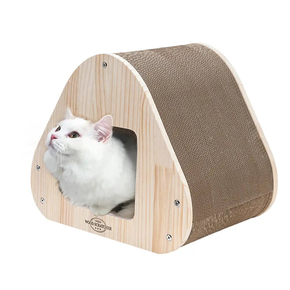 Yaomi Wood Triangle Cat Scratcher Sofa Pet Bed - Pet Care > Cat Supplies > Cat Scratchers