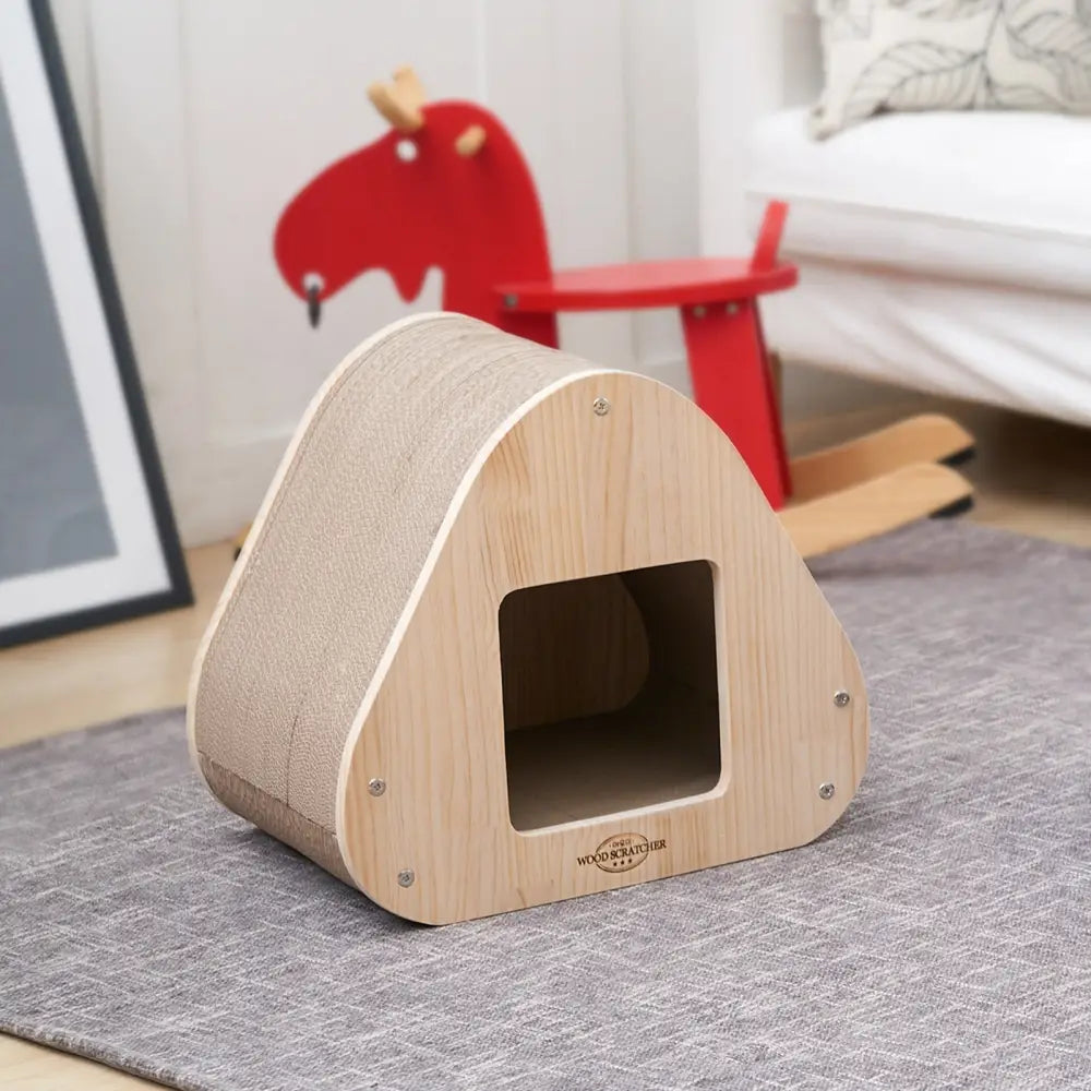 Yaomi Wood Triangle Cat Scratcher Sofa Pet Bed - Pet Care > Cat Supplies > Cat Scratchers