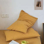 Yellow 100% Cotton Pillowcase Set - Envelope Closure(without pillow core) - Home & Garden > Bedding > Pillowcases