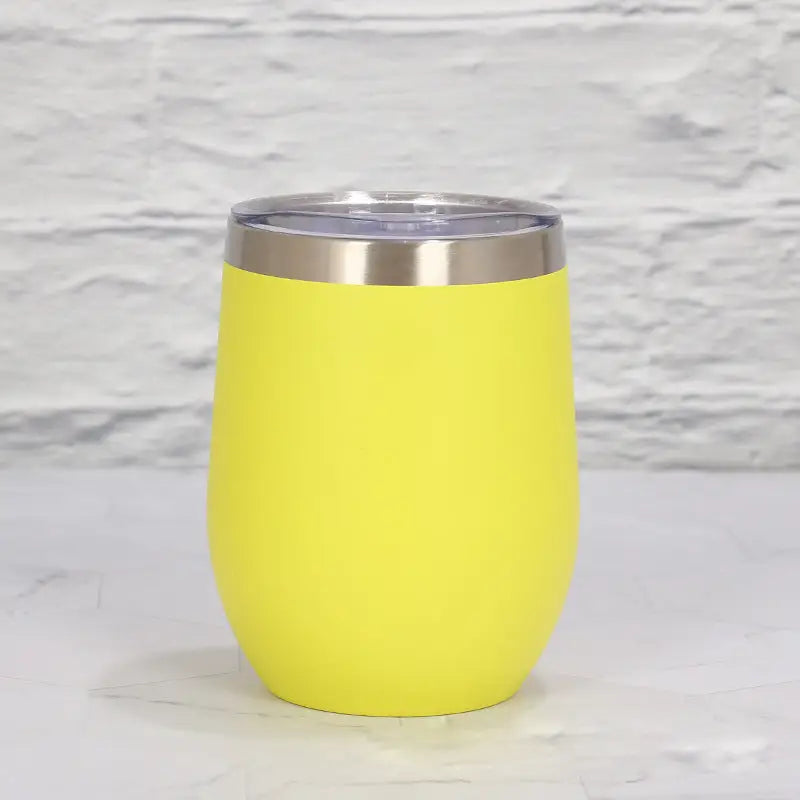 Yellow 12oz Double-Wall Vacuum 304 Eggshell Cup - Mini Portable Insulated U-Shaped Cup Creative Small Beer Mug