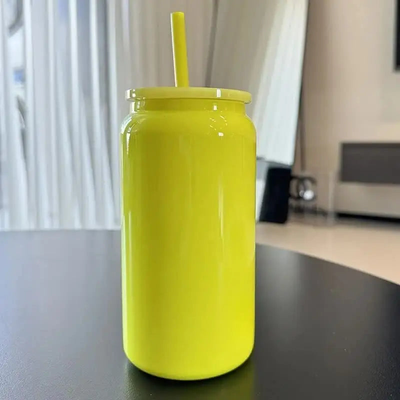 Yellow 16oz 304 Stainless Steel Insulated Travel Mug - Portable Outdoor Coffee Cup Double-Wall Thermos for Hot & Cold