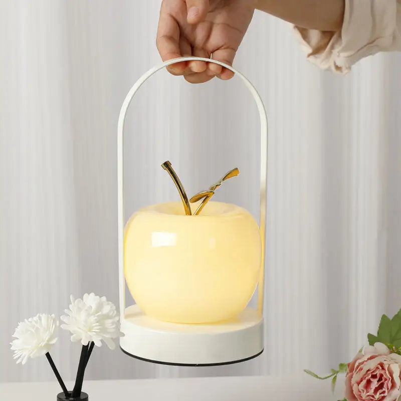 Yellow Decorative Apple Table Lamp - USB-C 3 Light Modes Metal Handle - Home & Garden > Lighting > Table Lamps