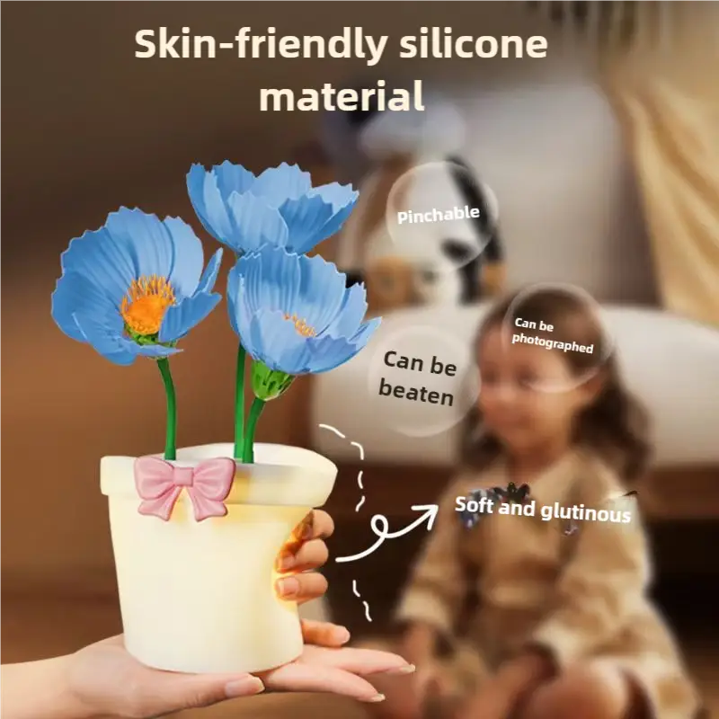 Yellow Flowers Silicone Touch Flower Aromatherapy Night Light Pot - Romantic Home Decor for Kids and Adults - Home &