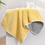 Yellow-gray Oversized Double-Sided Coral Fleece Bath Towel | Soft and Absorbent Thick & Warm 70x140cm - Home & Garden >