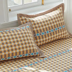 Yellow grid Soft Cotton Gauze Pillowcase Set - Breathable Non-slip Extra Large (Pillow Core Not Included) - Home &