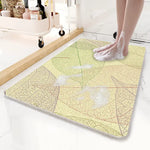 Yellow Leaves Pattern PVC Non-Slip Bath Mat 50x80cm - Shower Drain Hole Design Soft & Quick-Dry Bathroom Rug - Home &